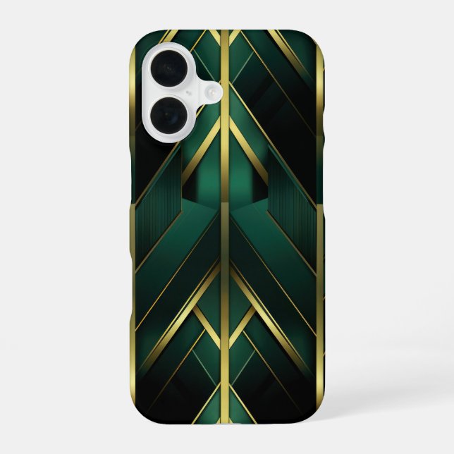 Green Deco iPhone 16 Case (Back)