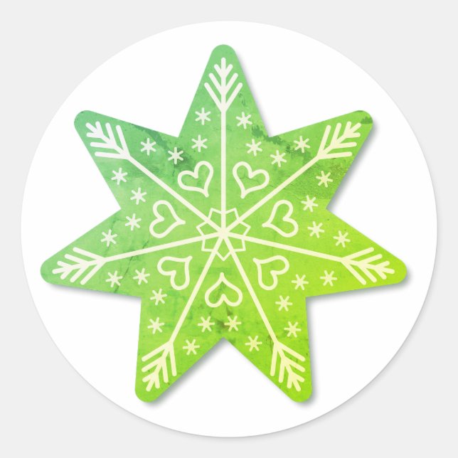 Green Decorated Christmas Star Sticker (Front)
