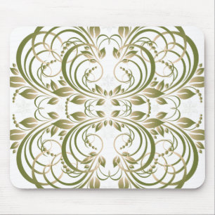 green decorative floral pattern mouse pad