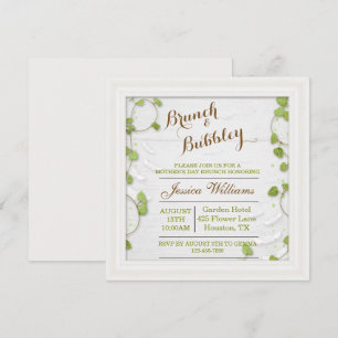 Green Decorative Mothers Day Brunch & Bubbly Invitation