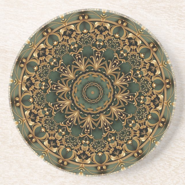 Green Decorative Sandstone Coaster (Front)