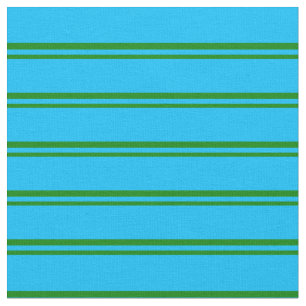 Green & Deep Sky Blue Lines Pattern Fabric