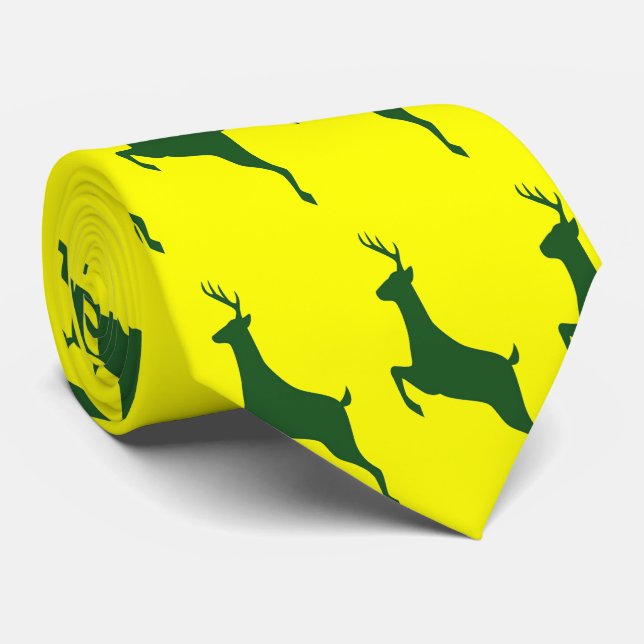 Green Deer Necktie (Rolled)