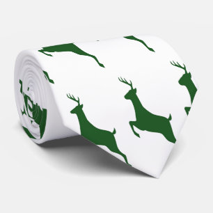 Green Deer On white Tie