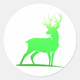 Green deer silhouette design classic round sticker