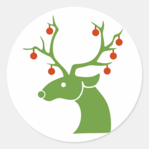 Green Deer With Ornaments Sticker