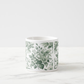 Green Delft Mug, Green Floral Mug, Spring Mug,  Espresso Cup
