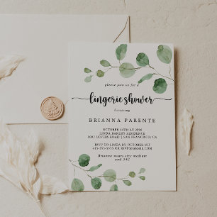 Green Delight Eucalyptus Bridal Lingerie Shower   Invitation