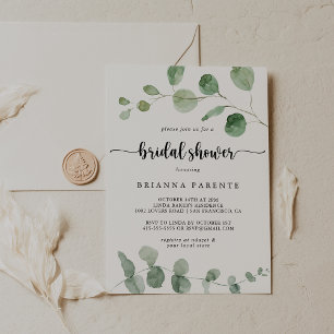 Green Delight Eucalyptus Bridal Shower  Invitation