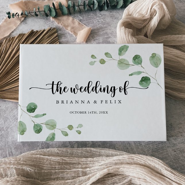 Green Delight Eucalyptus Calligraphy Wedding  Guest Book (Creator Uploaded)