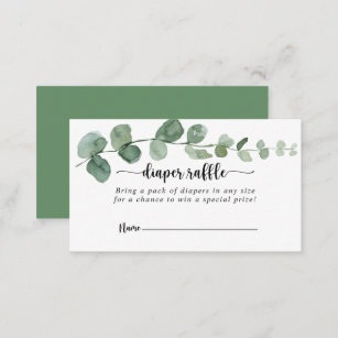 Green Delight Eucalyptus Diaper Raffle Ticket  Enclosure Card