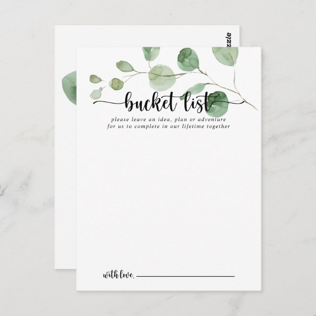 Green Delight Eucalyptus Wedding Bucket List Cards (Front/Back)