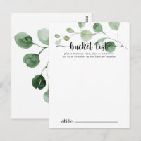 Green Delight Eucalyptus Wedding Bucket List Cards