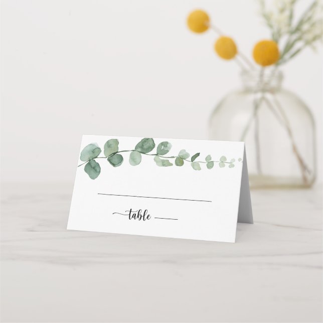 Green Delight Eucalyptus Wedding Place Card (Front)