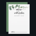 Green Delight Eucalyptus Wedding Well Wishes  Advice Card<br><div class="desc">This green delight eucalyptus wedding well wishes advice card is perfect for a simple wedding. The design features watercolor hand-drawn elegant botanical eucalyptus branches and leaves. These cards are perfect for a wedding, bridal shower, baby shower, graduation party & more. Personalise the cards with the names of the bride and...</div>