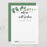 Green Delight Eucalyptus Wedding Well Wishes  Advice Card<br><div class="desc">This green delight eucalyptus wedding well wishes advice card is perfect for a simple wedding. The design features watercolor hand-drawn elegant botanical eucalyptus branches and leaves. These cards are perfect for a wedding, bridal shower, baby shower, graduation party & more. Personalise the cards with the names of the bride and...</div>