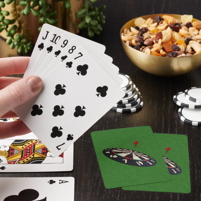 Green Denim Darts Destination Bullseye, Playing Cards (In Situ)