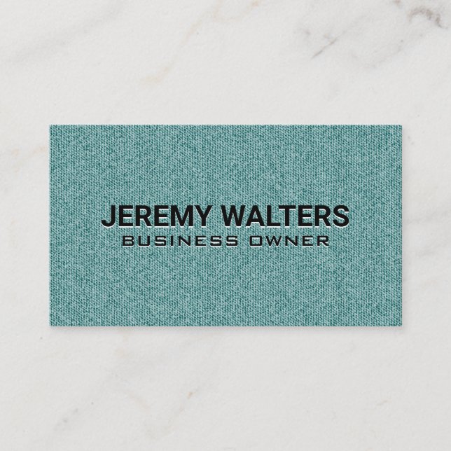 Green Denim Fabric Background Business Card (Front)