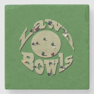 Green Denim Lawn Bowls, Stone Coaster