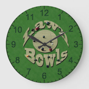 Green Denim Lawn Bowls, Wall Clock