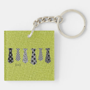 Green Denim Neck Ties DAD Happy Fathers Day Key Ring