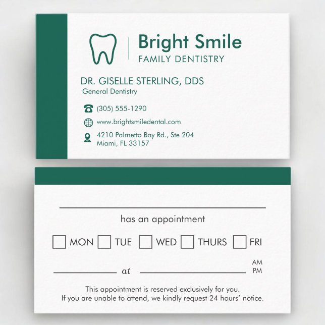 Green Dental Dentistry Appointment Reminder   Card (Creator Uploaded)