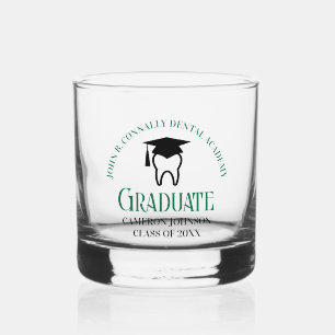 Green Dental School Custom Dentist Graduation Whiskey Glass
