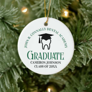 Green Dental School Custom Graduation Christmas Ceramic Tree Decoration
