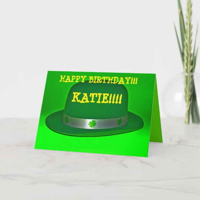 GREEN Derby Hat ST. Patricks Day Greeting Card (Front)