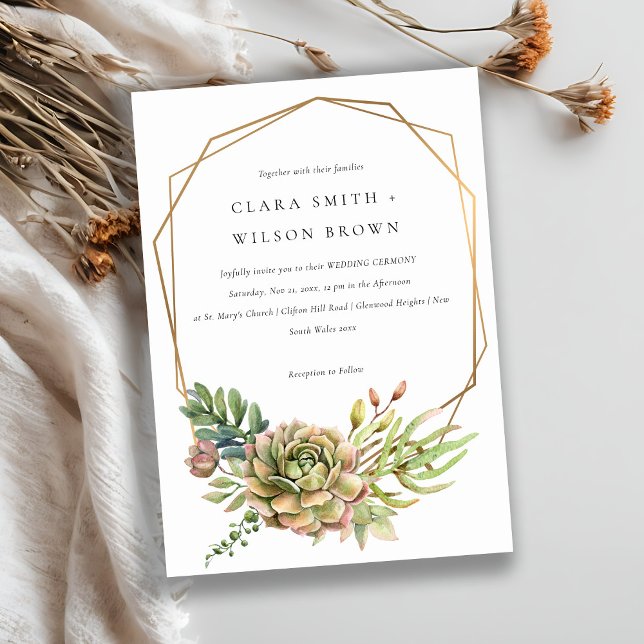 GREEN DESERT SUCCULENT CACTI FOLIAGE FRAME WEDDING INVITATION (Creator Uploaded)