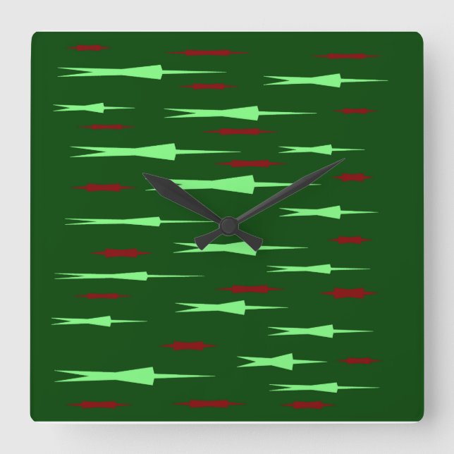 GREEN DESIGNED WALL HANGING DECOR SQUARE WALL CLOCK (Front)