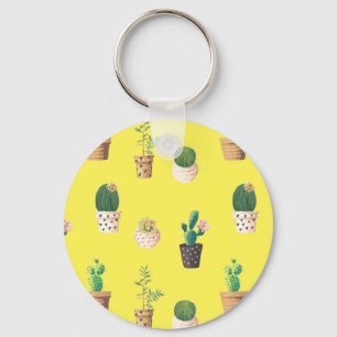 Green Dessert Succulent Cactus in Pots Key Ring