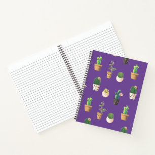 Green Dessert Succulent Cactus in Pots Notebook