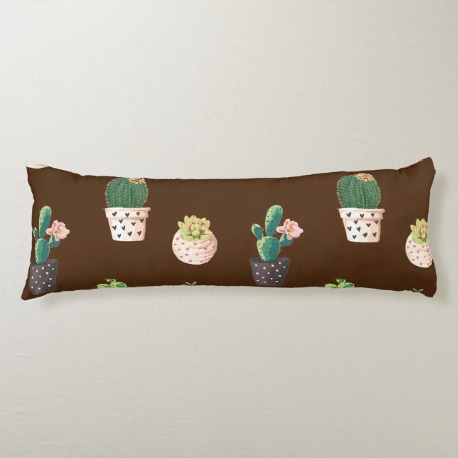 Green Dessrt Succulent Cactus in Pots Body Cushion (Front)