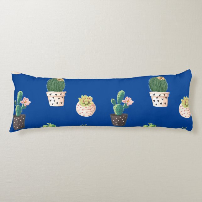 Green Dessrt Succulent Cactus in Pots Body Cushion (Front)