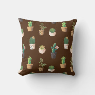Green Dessrt Succulent Cactus in Pots Cushion