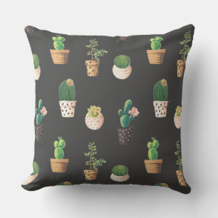 Green Dessrt Succulent Cactus in Pots Cushion