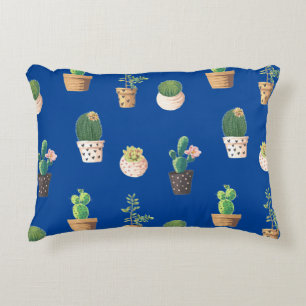 Green Dessrt Succulent Cactus in Pots Decorative Cushion