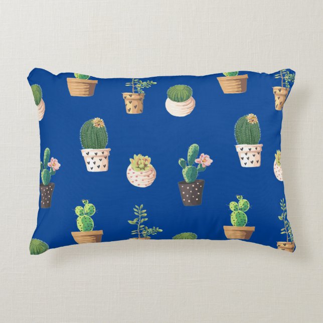 Green Dessrt Succulent Cactus in Pots Decorative Cushion (Front)