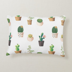 Green Dessrt Succulent Cactus in Pots Decorative Cushion