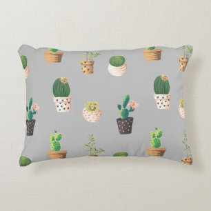 Green Dessrt Succulent Cactus in Pots Decorative Cushion
