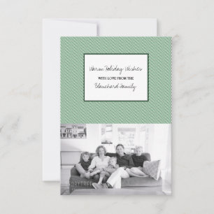 Green Diagonal Festive Stripes Holiday Photo Invitation