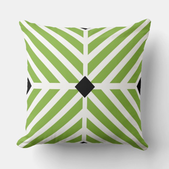 Green Diagonal Stripes Cushion (Front)