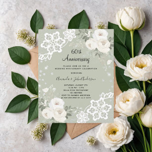 Green diamond 60th wedding anniversary invitation