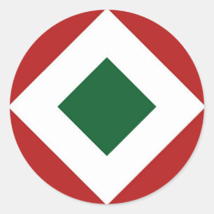 Green Diamond, Bold White Border on Red Classic Round Sticker