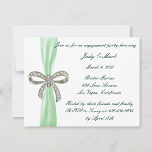 Green Diamond Bow Engagement Party Invitation