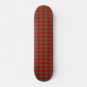 Green diamond icons on red skateboard
