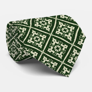 Green Diamond Nordic Knit Seamless Pattern Tie