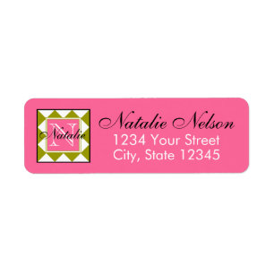 Green Diamond Pattern Monogram Pink, Black, White