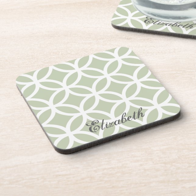 Green Diamond Pattern Personalised Coaster (Left Side)